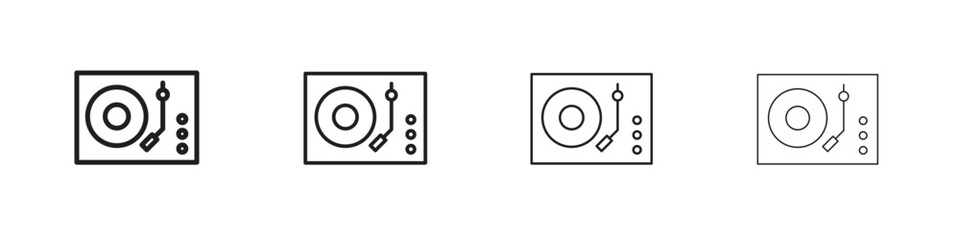 Turntable icon set in line style. symbol in outline style