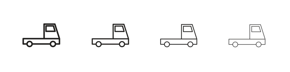 Truck container empty icon set in line style. symbol in outline style