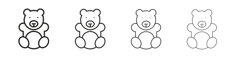 Teddy bear icon set in line style. symbol in outline style
