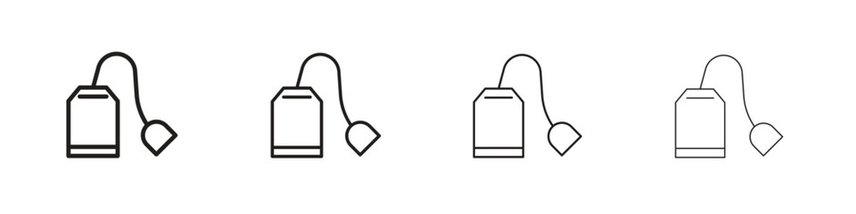 Tea bag icon set in line style. symbol in outline style