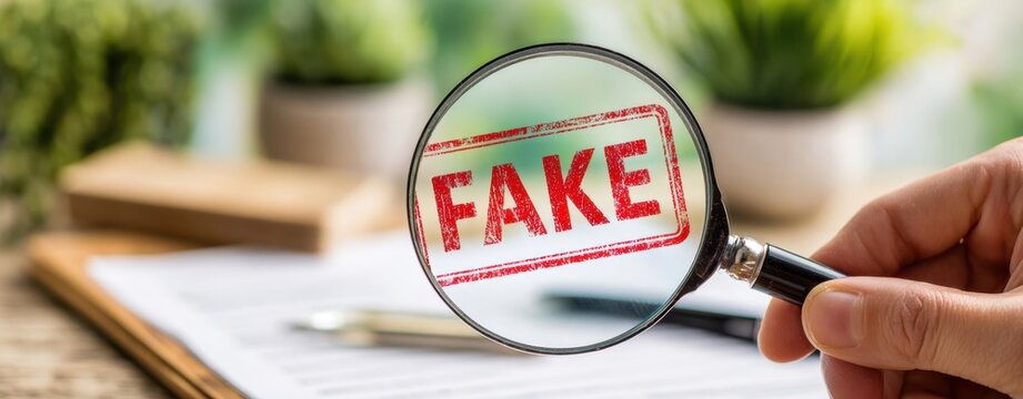 The Magnifying Glass Revealing a FAKE Stamp on a Business Document