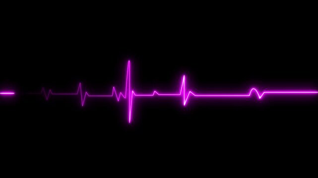 Heart bit rate icon. Monitoring medical check heart with EKG, ECG tools measurement. result medical lab sign. Neon Ecg heartbeat line animation.
