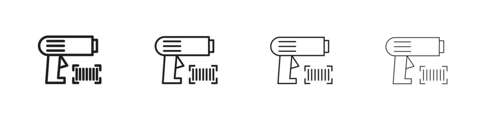 Scanner gun icon set in line style. symbol in outline style