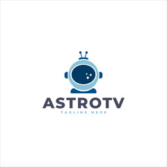 Astronaut Helmet Television Unique Logo Template Brand