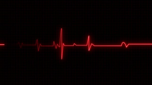 Heart bit rate icon. Monitoring medical check heart with EKG, ECG tools measurement. result medical lab sign. Neon Ecg heartbeat line animation.