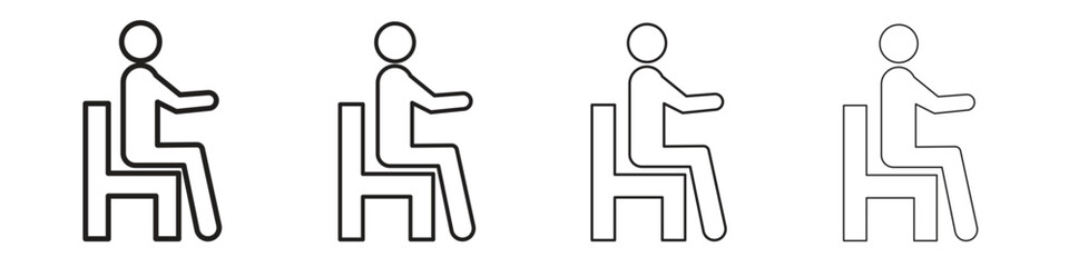 Person seat icon set in line style. symbol in outline style