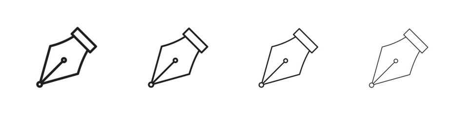 Pen nib icon set in line style. symbol in outline style