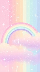pastel rainbow sky with stars, a cute pastel background  wallpaper. 