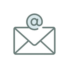 Email icon: A minimalist email symbol, featuring an envelope and an at symbol, perfect for web and app design, conveying simplicity and clarity.