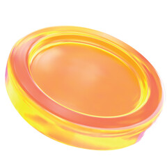 3d coin glass effect. Sleek icon glows yellow. Vector illustration	
