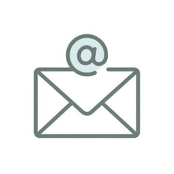 Email icon: A minimalist email symbol, featuring an envelope and an at symbol, perfect for web and app design, conveying simplicity and clarity.