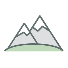 Serene Mountain Range Illustration: A stylized illustration of two majestic mountain peaks rising over a tranquil, green landscape. evokes a sense of peace and the beauty of the natural world.