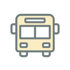 Bus Icon in Simple Style: A modern, minimalist bus icon, perfect for conveying transport and transit concepts. Clean lines and a simple palette give it versatility.