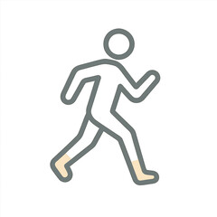 Running Figure Icon: Simple and minimalist icon of a person running, representing action, activity, and motion. 