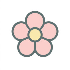 Petal Perfection: A minimalist vector illustration of a delicate five-petal flower. Its simple, elegant design and soft pastel hues evoke a sense of spring freshness and understated charm.