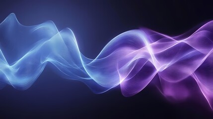 Abstract wave patterns in vibrant blue and purple hues creating a dynamic flow against a dark background