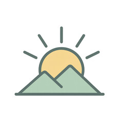 Mountain Sunrise Icon: Capturing a peaceful sunrise over majestic mountains in a minimalist design.