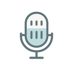 Digital Microphone Icon: A minimalist icon depicts a classic microphone design, representing audio recording and communication.
