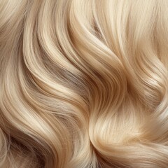 Naklejka premium Blonde wavy hair texture with golden highlights creating volume