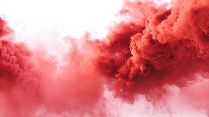 Fototapeta premium Red smoke cloud expanding on white background