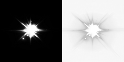 Bright starburst effect overlay on contrasting black and white backgrounds, creating dynamic visual interest for creative projects and graphic design applications