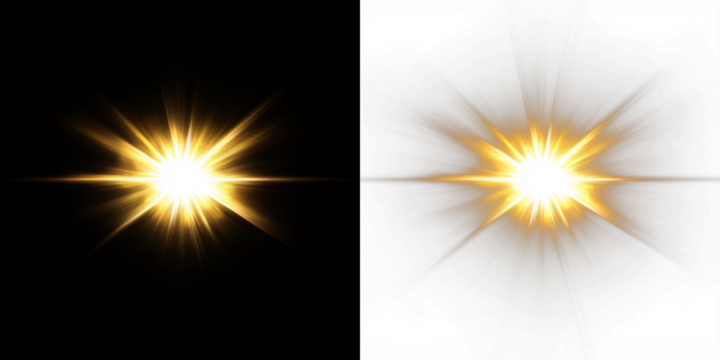 Bright light burst overlay on black and white backgrounds, creating a stunning visual effect for design projects, enhancing creativity and artistic expression with vibrant illumination