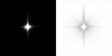 Bright starburst overlay on contrasting black and white backgrounds, creating a striking visual effect for design projects and artistic compositions with copy space