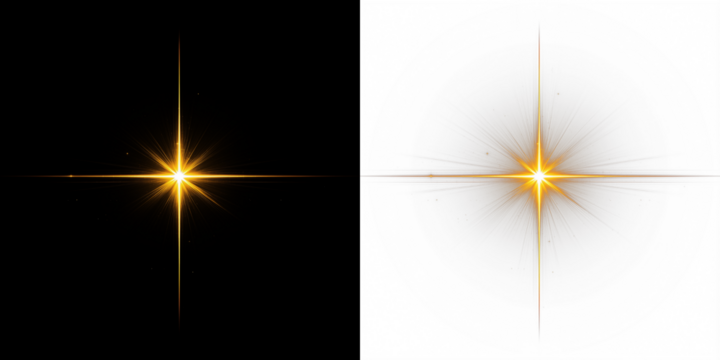 Golden starburst overlay illustration on contrasting backgrounds, showcasing radiant light effects and dynamic visual appeal for creative design projects and digital artwork