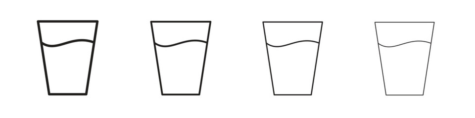 Half Glass icon set in line style. symbol in outline style