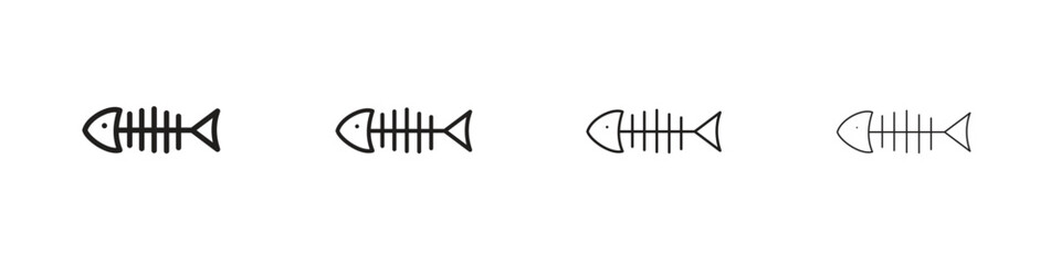 Fish bones icon set in line style. symbol in outline style