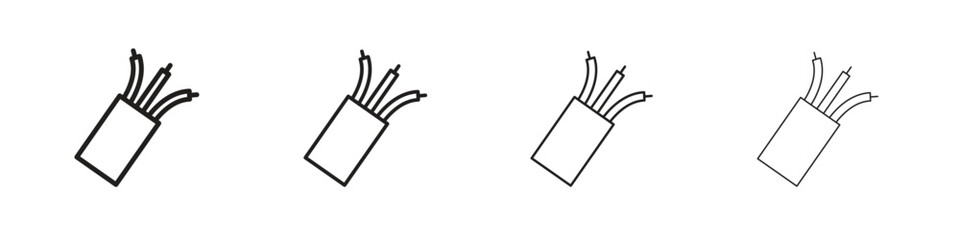 Electric cable icon set in line style. symbol in outline style