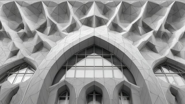Intricate Gothic-Inspired Geometric Facade of a Modern Architectural Building