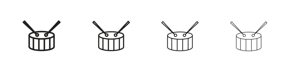 Drum icon set in line style. symbol in outline style