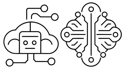 Obraz premium Cloud computing and artificial intelligence circuit board icons