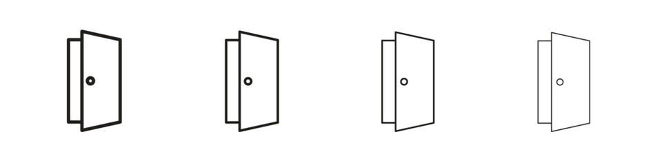 Door closed icon set in line style. symbol in outline style