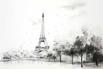 Eiffel tower sketch architecture building.
