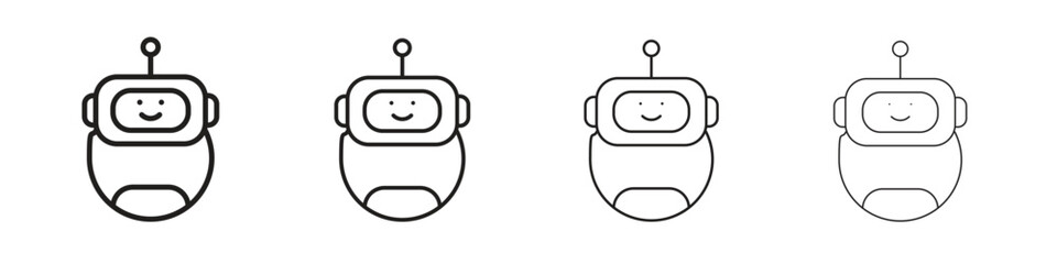 Chatbot speech bubble icon set in line style. symbol in outline style