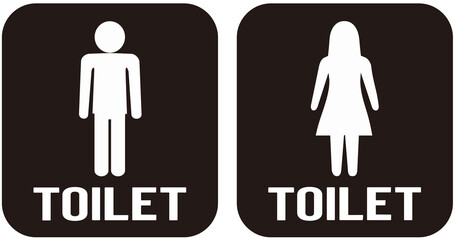 Door signs indicating toilet for men and toilet for women