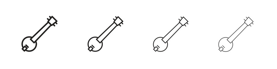 Banjo icon set in line style. symbol in outline style