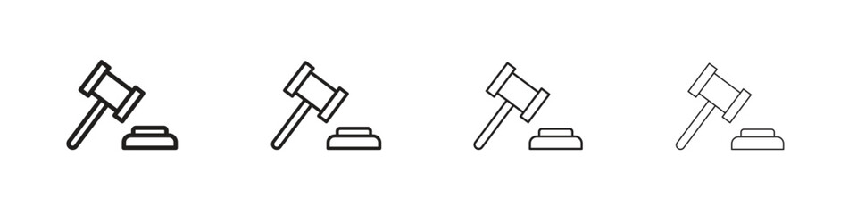 Auction icon set in line style. symbol in outline style