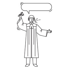Distinguished Judge Line Art – Judge Vector Outline Drawing with Refined Courtroom Details – Judge Drawing – Vector of Judge – Judge Sketch