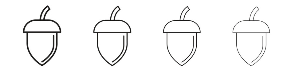 Acorn icon set in line style. symbol in outline style