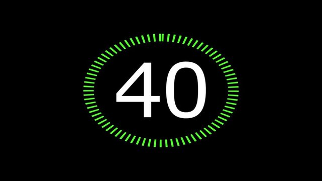 45 Seconds Countdown Animation &ndash; green dashes circle Minimal Timer