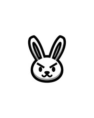 Cartoon rabbit face isolated on black background