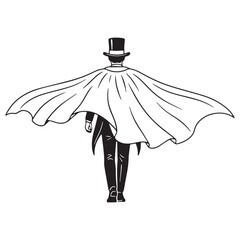 Classic Magician Line Art – Magician Vector Illustration with Illusionary Performance Style – Magician Drawing – Line Art Drawing of Magician – Magician Icon