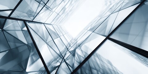 Modern Corporate Glass Building Facade with Geometric Abstract Design