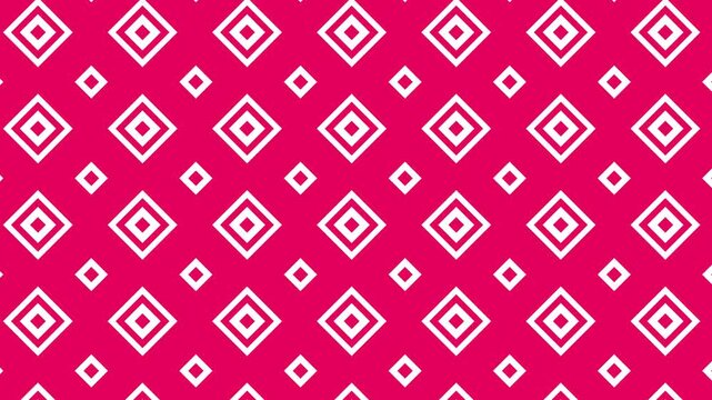 Animated seamless pattern of white diamond shapes and dots against a vibrant red backdrop.