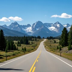 Scenic Highway Through Sawtooth National Forest, Idaho.
