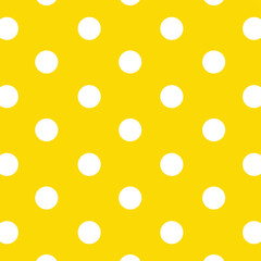 Yellow and white polka dot pattern background seamless design