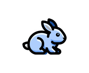 Cartoon rabbit illustration isolated on black background